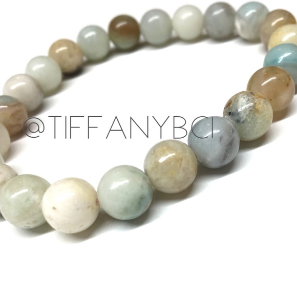 Bamboo Leaf Agate and Amazonite Genuine Stone Bracelet - Picture 8 of 15